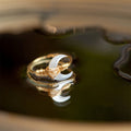 Fortune Jewel Natural Tridacna Stone Moon 14K Gold Blessing Ring - Fortune Jewel