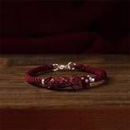 Fortune Jewel Handcrafted PiXiu Cinnabar Wealth Luck Braided Bracelet