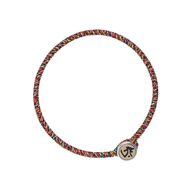 Fortune Jewel Handmade 925 Sterling Silver Chinese Zodiac Natal Buddha Protection Colorful Rope Bracelet