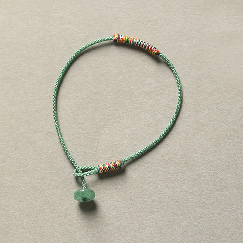 Fortune Jewel Tibetan Handmade Green Aventurine Luck Protection Braided Rope Bracelet