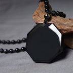 Fortune Jewel Black Obsidian Stone Yin Yang Pendant Necklace