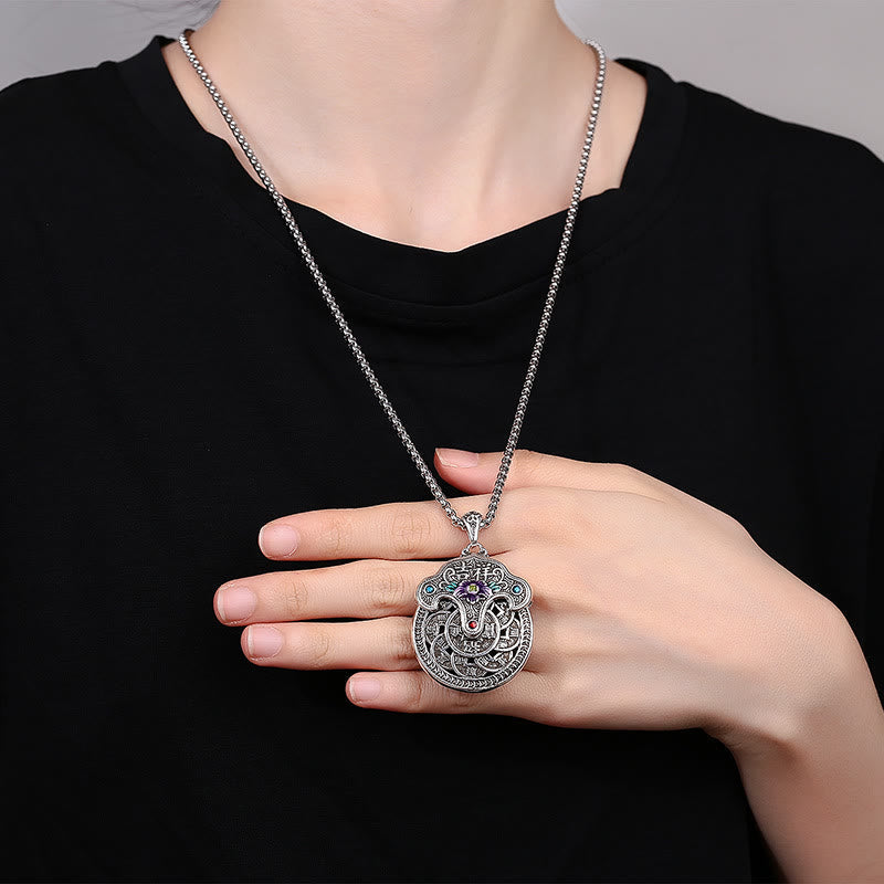 Fortune Jewel Peony Flower Copper Coins Wealth Necklace Pendant