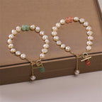 Fortune Jewel Pearl Green Strawberry Quartz Bead Healing Chain Bracelet