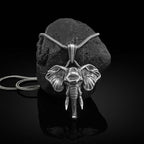 Fortune Jewel Elephant Pewter Titanium Steel Strength Necklace Pendant