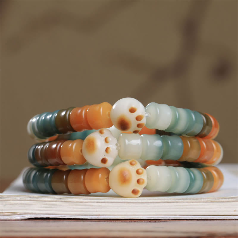 Fortune Jewel Colorful Bodhi Seed Cat Paw Wisdom Bracelet