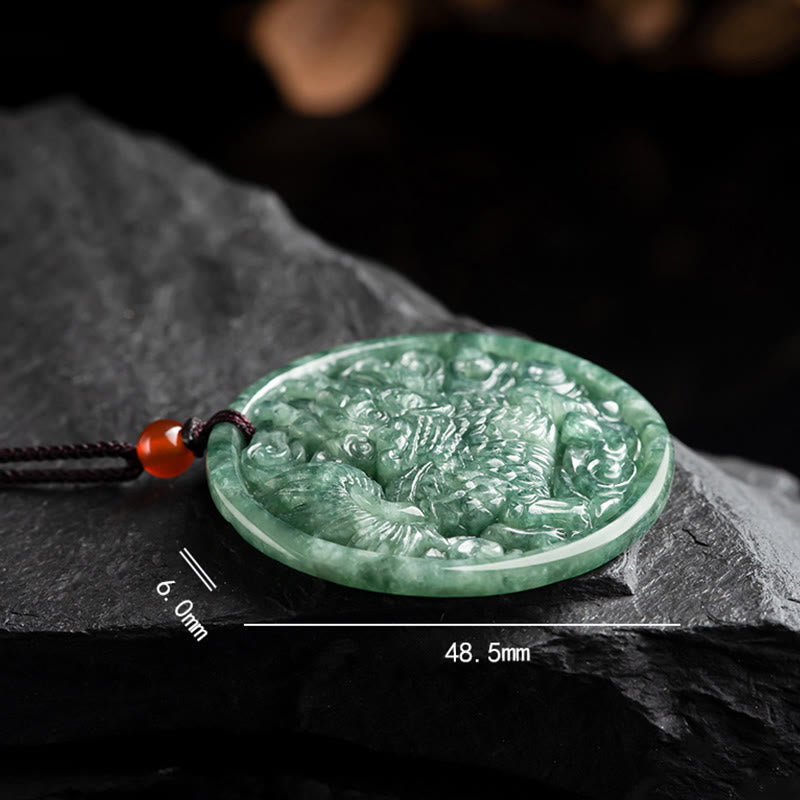Fortune Jewel Natural Jade Kirin Abundance String Necklace Pendant
