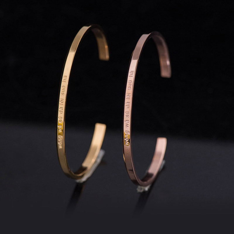 Fortune Jewel Six True Words Engraving Titanium Steel Blessing Protection Bracelet