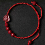 Fortune Jewel Laughing Buddha Avalokitesvara Cinnabar Blessing String Bracelet