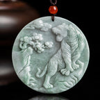 Fortune Jewel Chinese Zodiac Tiger Jade Protection Necklace String Pendant