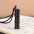 Fortune Jewel Ebony Wood Bamboo Pattern Ghau Prayer Box Peace Necklace Pendant