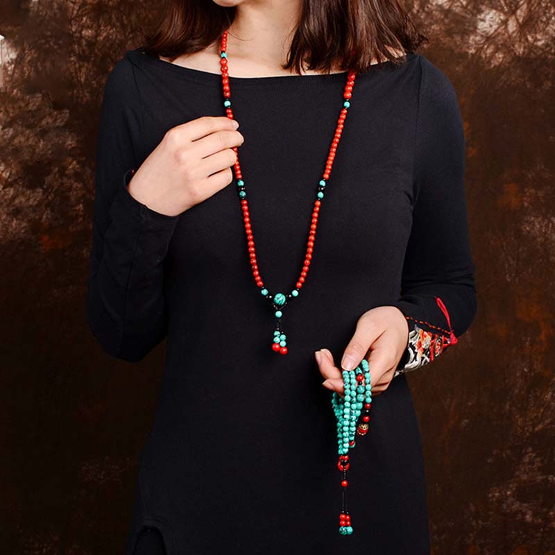 Fortune Jewel Turquoise Black Onyx Red Turquoise Bead Protection Bracelet