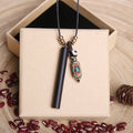 Fortune Jewel Tibetan Ebony Wood Dzi Bead Peace Calm Necklace Pendant