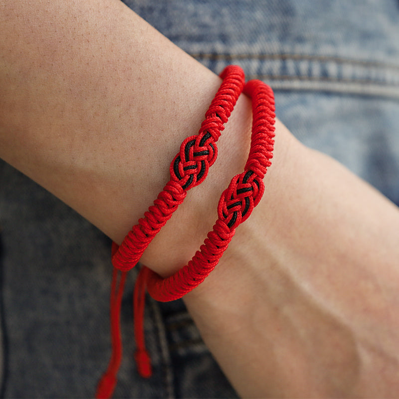 Fortune Jewel 2Pcs Tibetan Luck Chinese Knot Protection String Bracelet