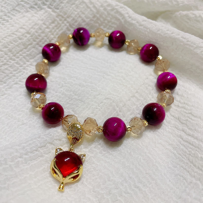 Fortune Jewel Red Tiger Eye PiXiu Fox Protection Self Confidence Bracelet