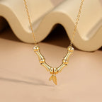 Fortune Jewel Golden Bamboo Pattern Titanium Steel Wealth Necklace Pendant