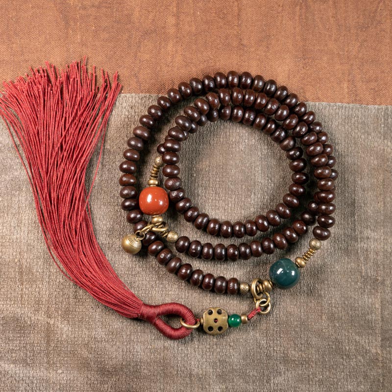 Fortune Jewel 108 Mala Beads Natural Tibet Purple Bodhi Seed Auspiciousness Bracelet