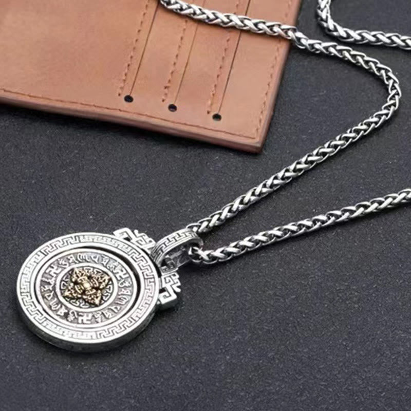 Fortune Jewel Tibetan Om Mani Padme Hum Double Dorje Vajra Rotatable Purity Peace Necklace Pendant