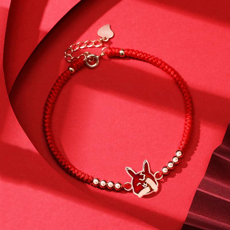 Fortune Jewel 925 Sterling Silver Chinese Zodiac Luck Faith Discolor Red String Bracelet