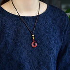 Fortune Jewel One's Luck Improves Design Patern Natural Cinnabar Blessing Necklace Pendant