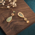 Fortune Jewel FengShui Jade Double Happiness Fortune Earrings