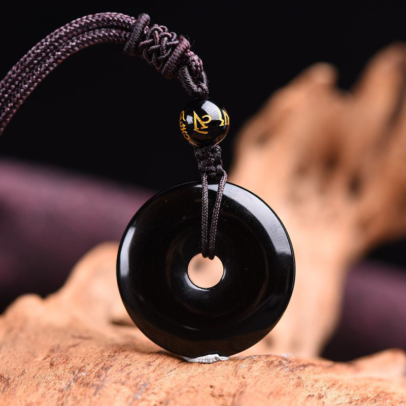 Fortune Jewel Tibetan Obsidian Protection Necklace