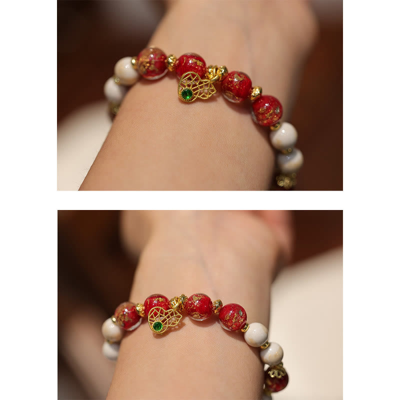 Fortune Jewel Gourd God Of Wealth Charm Fortune Liuli Glass Bead Incense Ash Porcelain Bead Bracelet