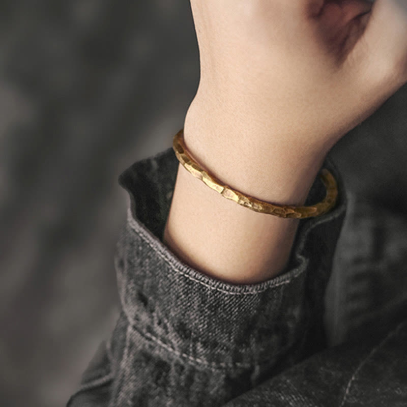 Fortune Jewel Tibetan Bump Texture Copper Luck Cuff Bracelet Bangle