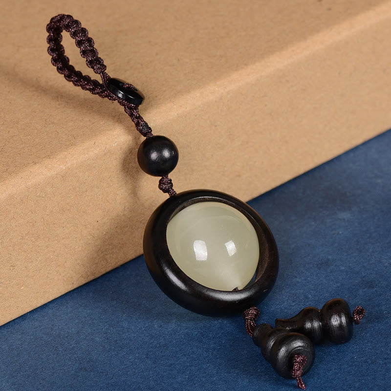 Fortune Jewel Red Sandalwood Ebony Wood Green Sandalwood Luminous Lucky Bead Gourd Peace Key Chain