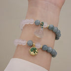 Fortune Jewel White Agate Jade Lotus Flower Peace Buckle Protection Bracelet