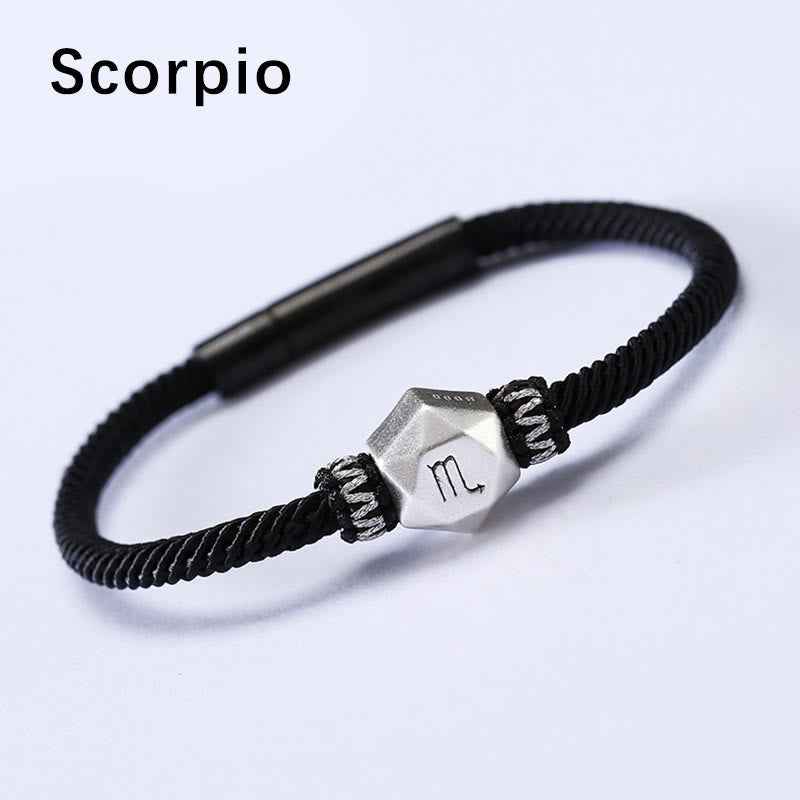 Fortune Jewel 999 Sterling Silver 12 Constellations of the Zodiac Protection Handmade String Bracelet