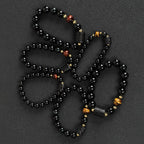 Black Obsidian Ebony Wood Red Tiger Eye Strength Couple Bracelet