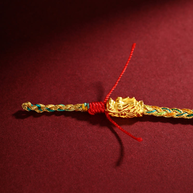 Fortune Jewel Year of the Dragon Handmade Colorful Dragon Carved Success Braided Bracelet
