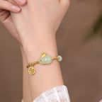 Fortune Jewel Year of the Rabbit Hetian Jade Happiness Blessing Wealth String Bracelet