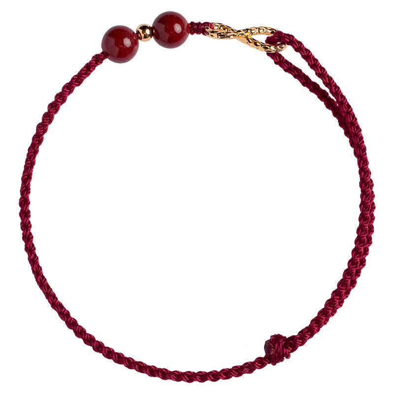 Fortune Jewel Cinnabar Blessing Red String Golden Infinity Symbol Bracelet Anklet