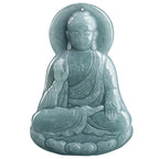 Fortune Jewel Amitabha Buddha Natural Jade Lotus Amulet Compassion String Necklace Pendant Fortune Jewel