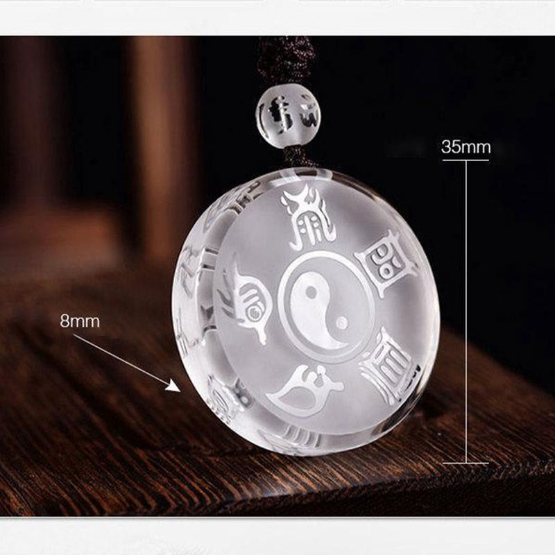 Fortune Jewel Taoism Five Sacred Mountains Yin Yang Symbol Liuli Crystal Balance Necklace Pendant Key Chain Fortune Jewel