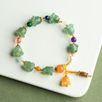 Fortune Jewel Green Aventurine Magnolia Flower Luck Bracelet