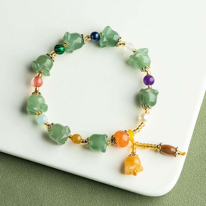 Fortune Jewel Green Aventurine Magnolia Flower Luck Bracelet