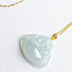 Fortune Jewel Laughing Buddha Natural Jade Abundance Titanium Steel Chain Necklace Pendant Fortune Jewel