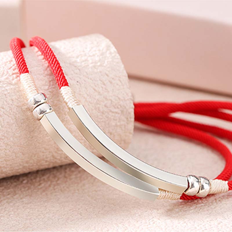 Fortune Jewel 925 Sterling Silver Red String Layered Braid Bracelet - Fortune Jewel