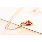 Fortune Jewel 925 Sterling Silver Tibet Lotus Prayer Wheel Red Agate Enlightenment Necklace Pendant