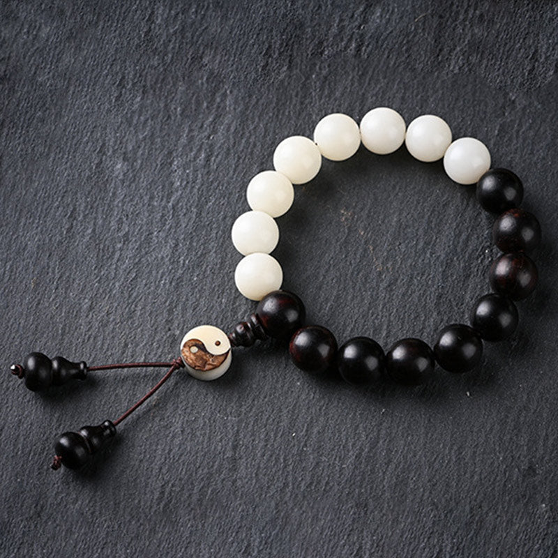 Fortune Jewel Ebony YinYang Protection Bracelet Decoration