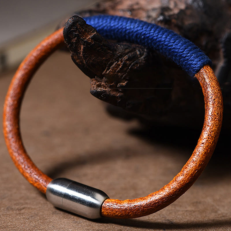Fortune Jewel Tibetan Leather Handmade Five Elements Luck Braid String Buckle Bracelet