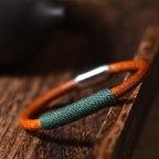 Fortune Jewel Tibetan Leather Handmade Five Elements Luck Braid String Buckle Bracelet