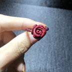 Fortune Jewel Garnet Cinnabar Lucky Bead PiXiu Om Mani Padme Hum Rose Protection Ring