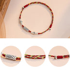 Fortune Jewel 925 Sterling Silver Luck Koi Fish Braided Colorful String Bracelet Anklet