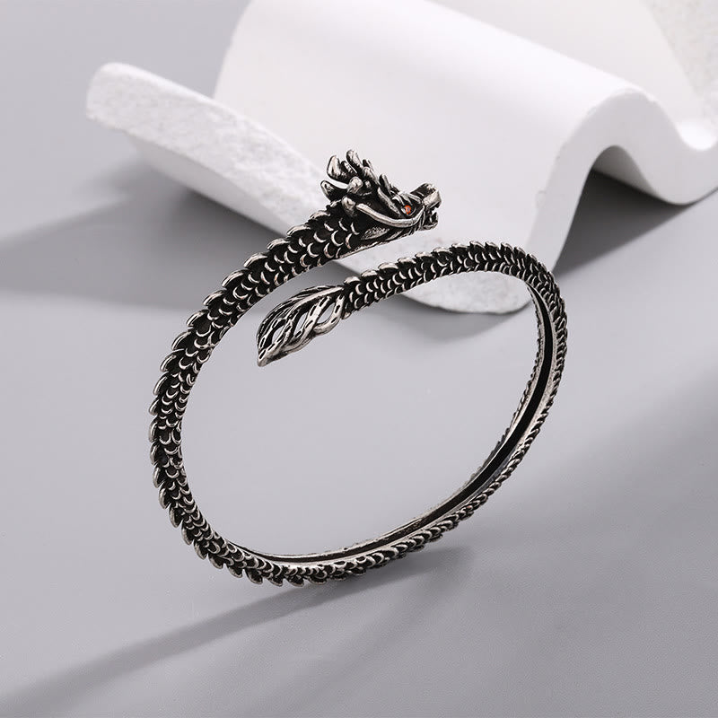 Fortune Jewel Dragon Scales Pattern Luck Protection Bracelet Bangle