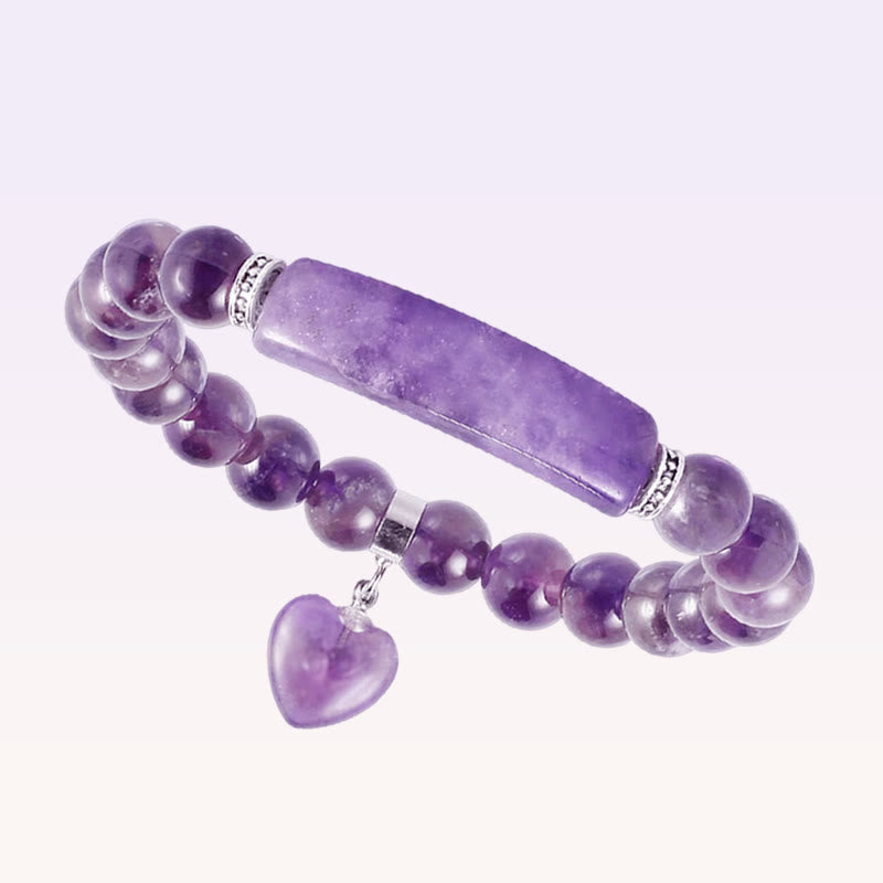 Fortune Jewel Natural Quartz Love Heart Healing Beads Bracelet