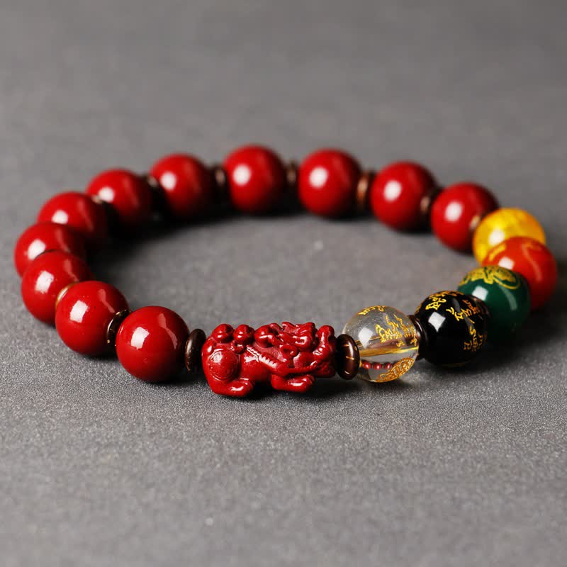 Fortune Jewel God Of Wealth Cinnabar PiXiu Blessing Bracelet
