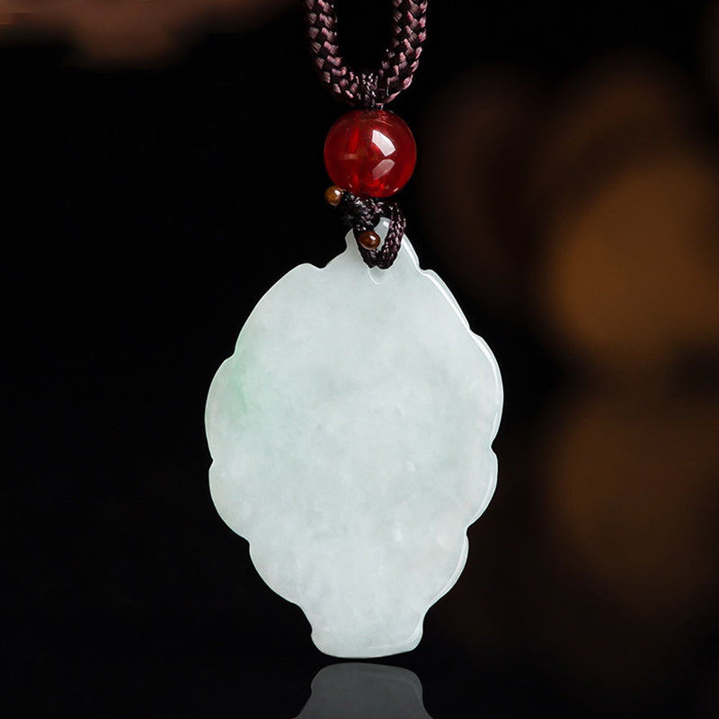 Fortune Jewel Natural Jade Nine Tailed Fox Luck Prosperity Necklace Pendant